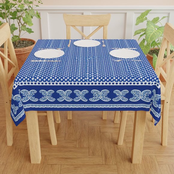 Blue White Tablecloth | Floral table cloth | Rectangle Square or Round Fit gift - Picture 4 of 5